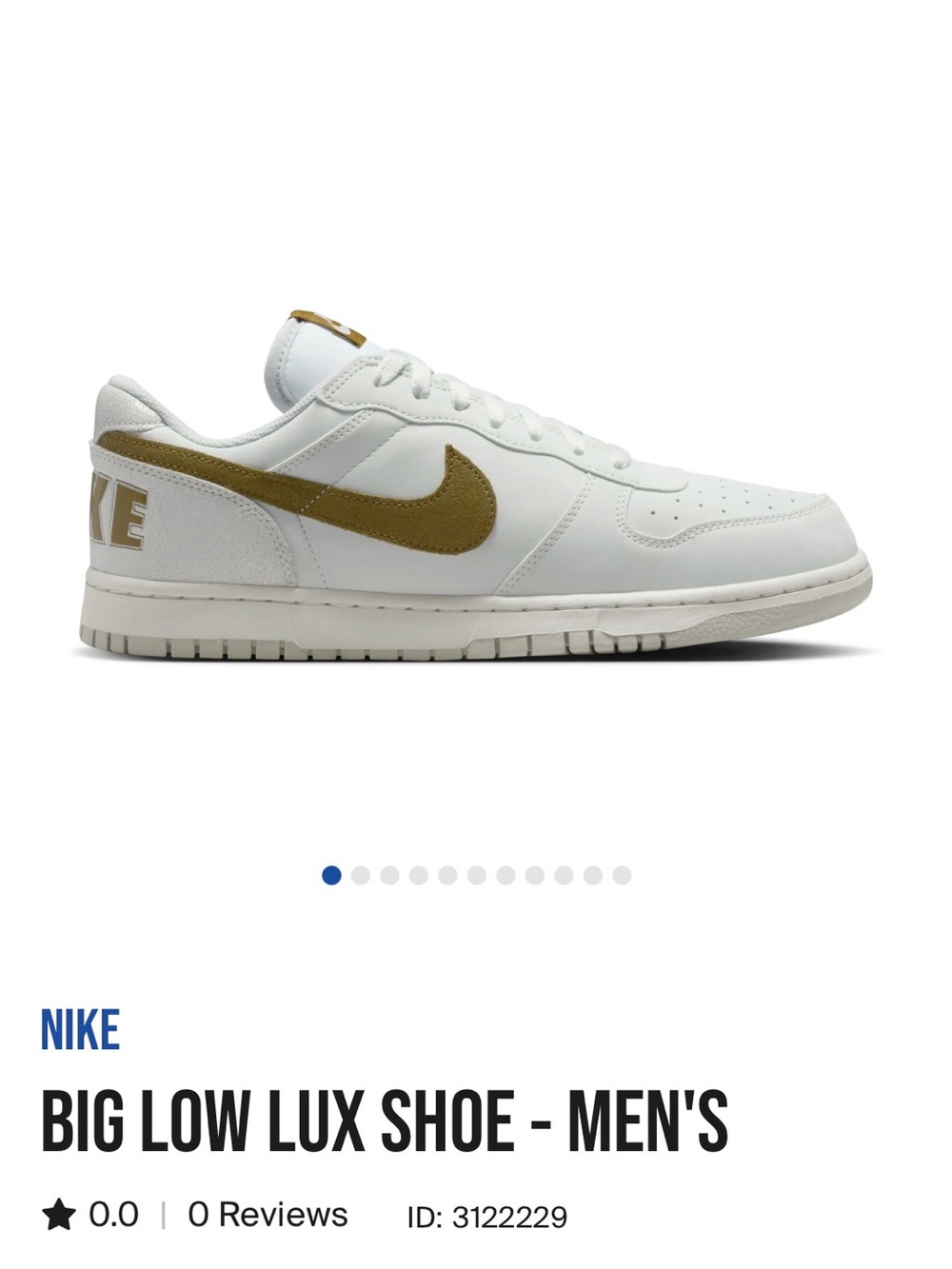Nike Men's Low-Top Sneaker in White with Gold Swoosh